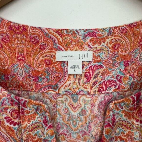 J. Jill Love Linen Women’s All Over Paisley Printed Sleeveless Midi Orange Pink - Picture 4 of 8